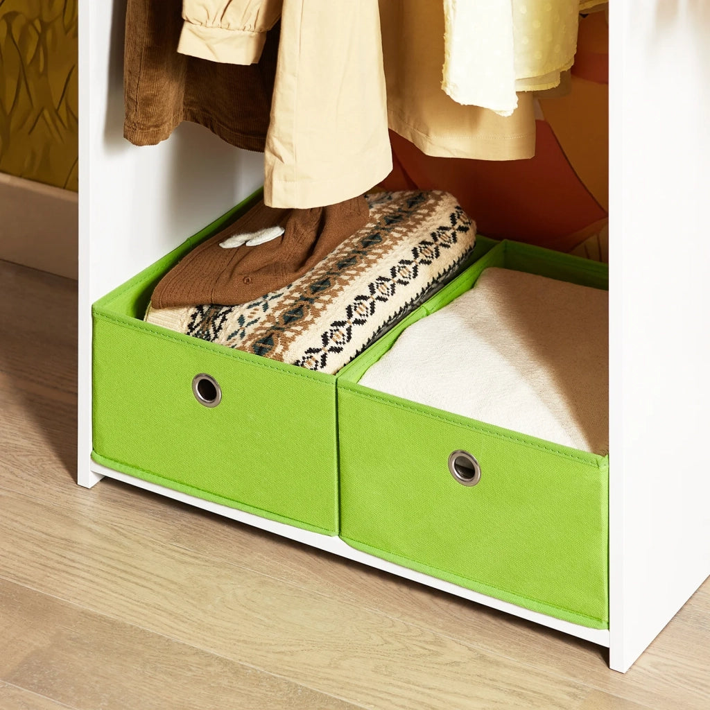 SoBuy Mobile per Bambini con Appendiabiti, Giardaroba per Bambini con 2 scatole, Armadio per bambini Bianco 60x35x110cm KMB109-W