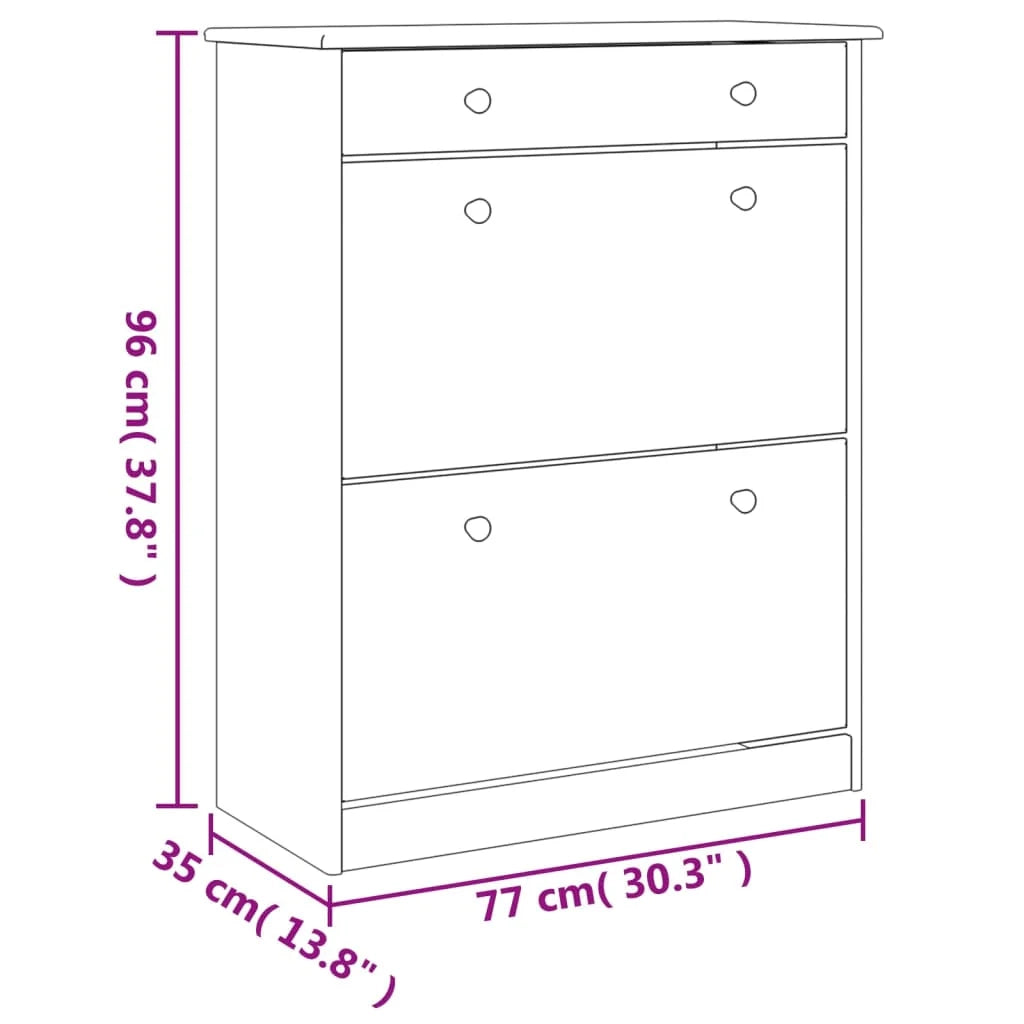 Scarpiera mobile contenitore per scarpe mobile per ingresso/corridoio/soggiorno ALTA 77 x 35 x 96 cm legno massello di pino bianco 02_0021400