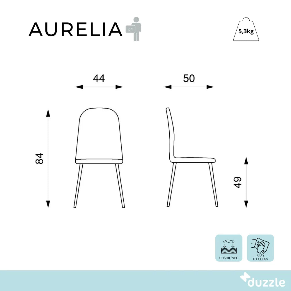 Set di 4 sedie da pranzo imbottite in similpelle grigio vintage Aurelia con struttura in metallo facili da pulire | Duzzle