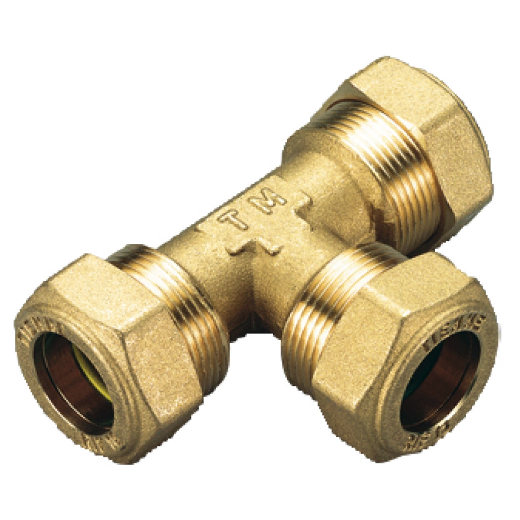 RACCORDO A T INTERMEDIO PER GAS CON TENUTA O-RING PER TUBO RAME SERIE 1350 - ø14  - TIM