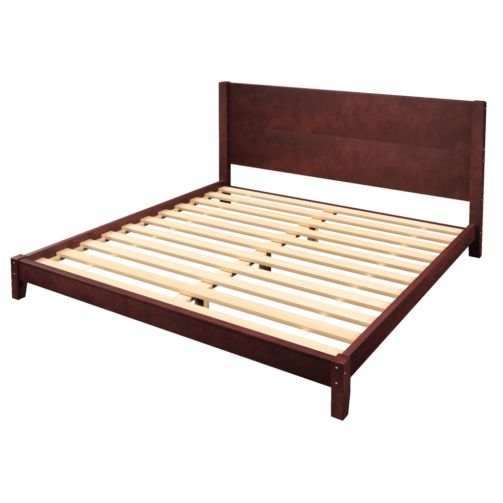 LETTO piattaforma 180x200 cm con testiera e rete a doghe, marrone
