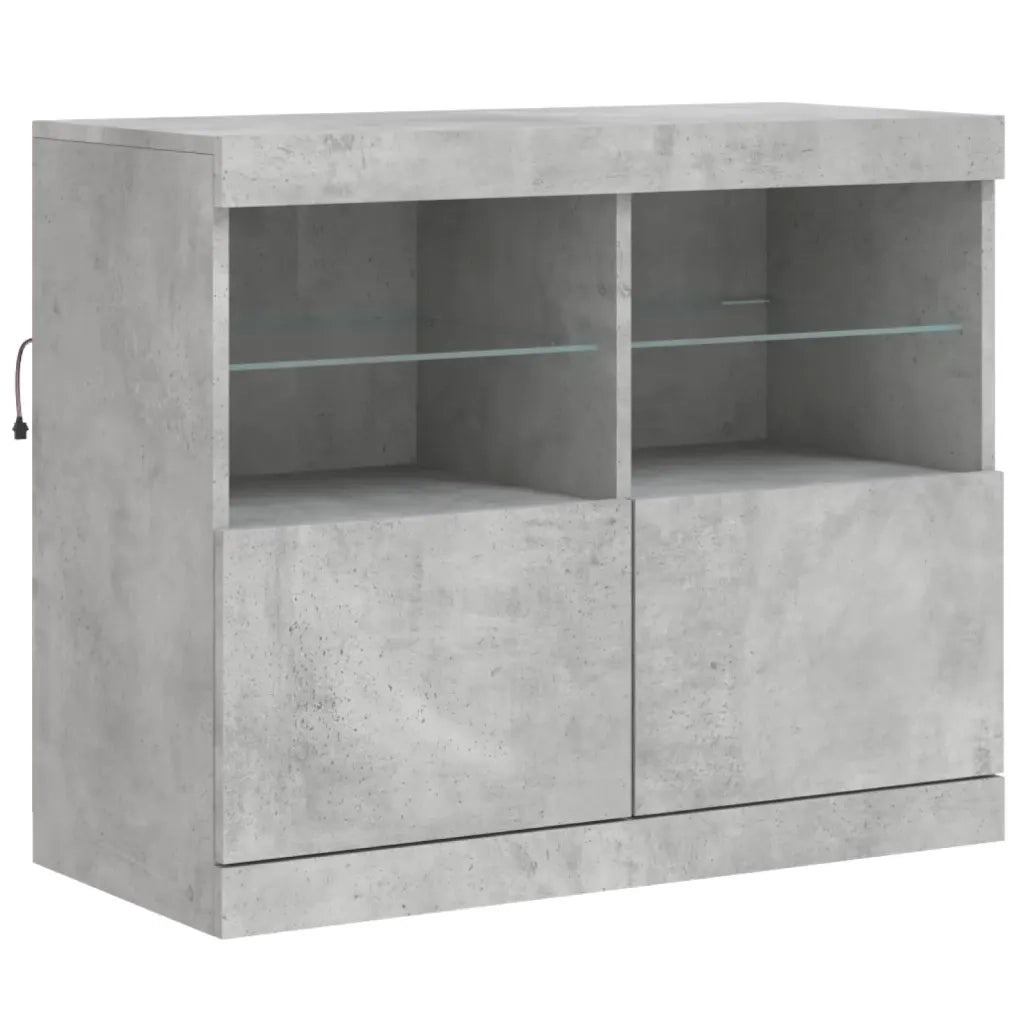 Credenza | Madia | Buffet da pranzo | Armadio da pranzo con Luci LED Grigio Cemento 81x37x67 cm