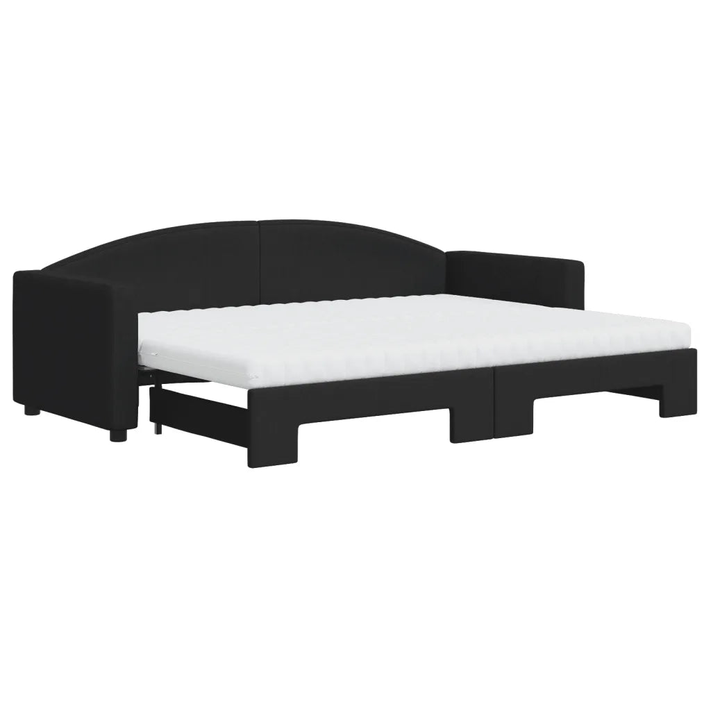 Divano Letto Estraibile con Materassi Nero 80x200 cm Tessuto 3197203
