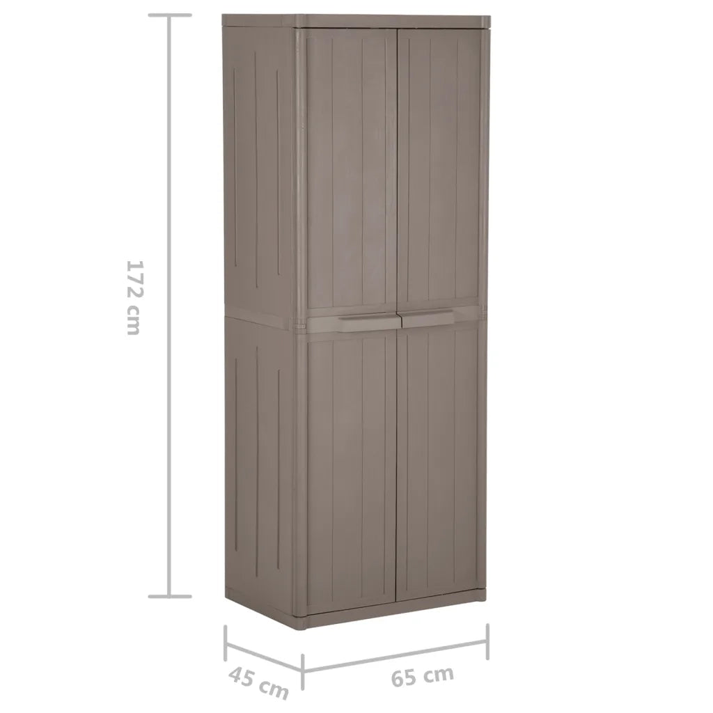 Armadio da Giardino Marrone 65x45x172 cm in PP Aspetto Legno 151240