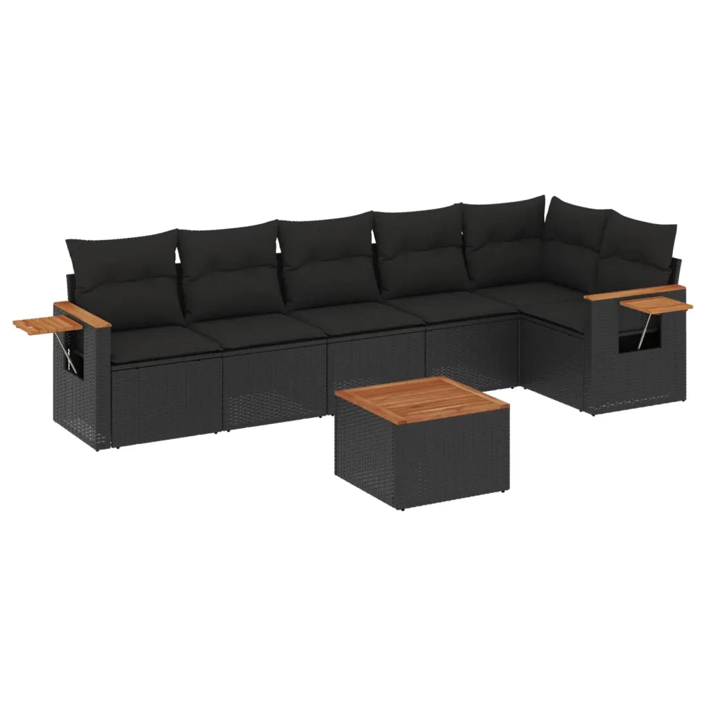 Set Divani da Giardino con Cuscini 7pz Nero Polyrattan 3259234
