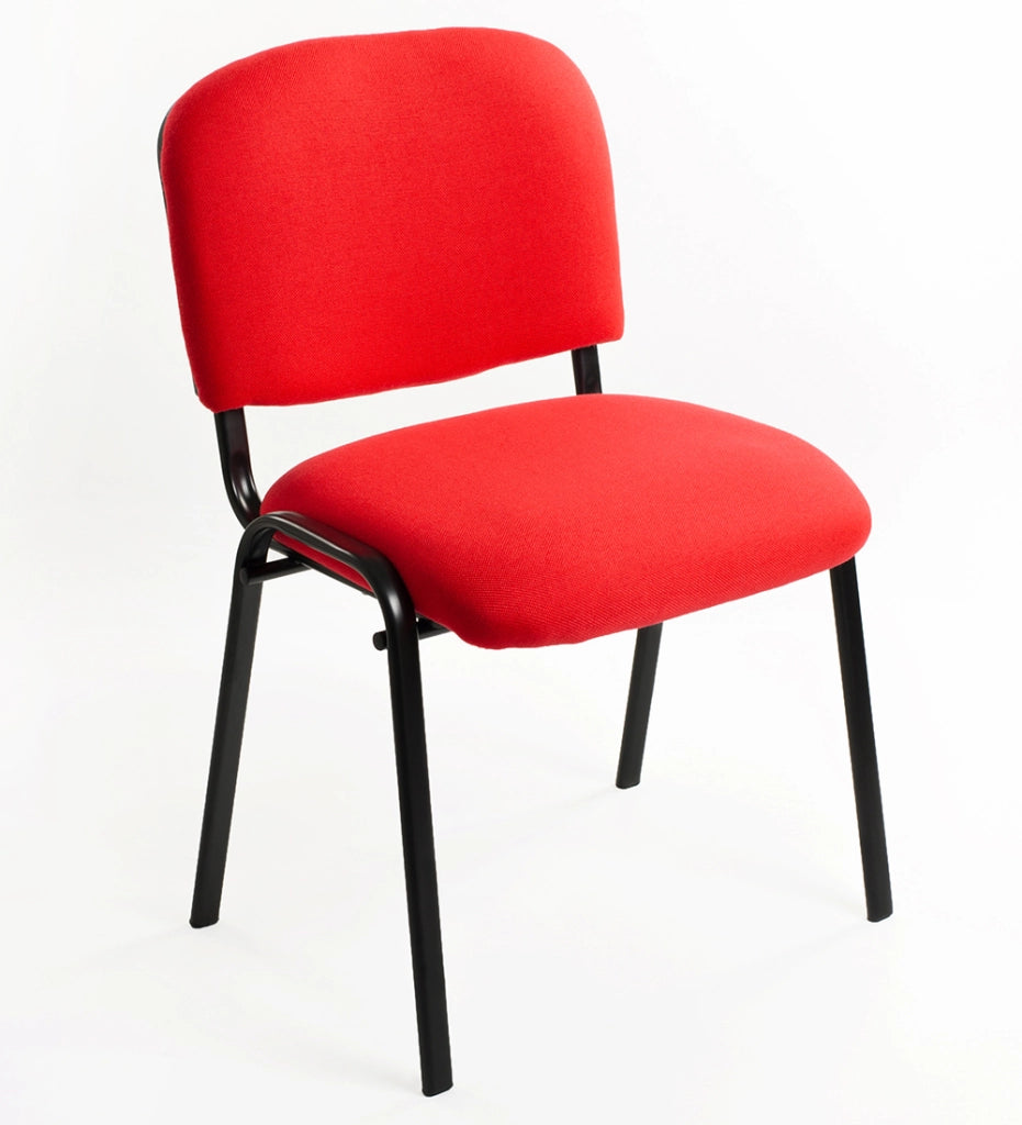 Set Di 6 Sedie Per Sala attesa Ufficio Studio Conferenze Riunione Ospite Impilabili Imbottite In Tessuto Rosso