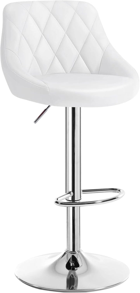 Sgabello da Bar Moderno Girevole Sedia Cucina Alta con Schienale Quadrato Poggiapiedi Senza Braccioli Altezza Regolabile in PU Bianco 1 Pezzo