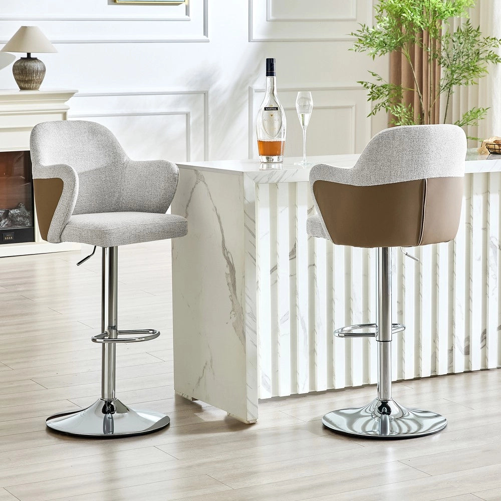 Set 2 Sgabelli da Bar Regolabili ¨C MINIMAL ¨C Imbottiti con Braccioli, Girevoli 360¡ã, Altezza Regolabile