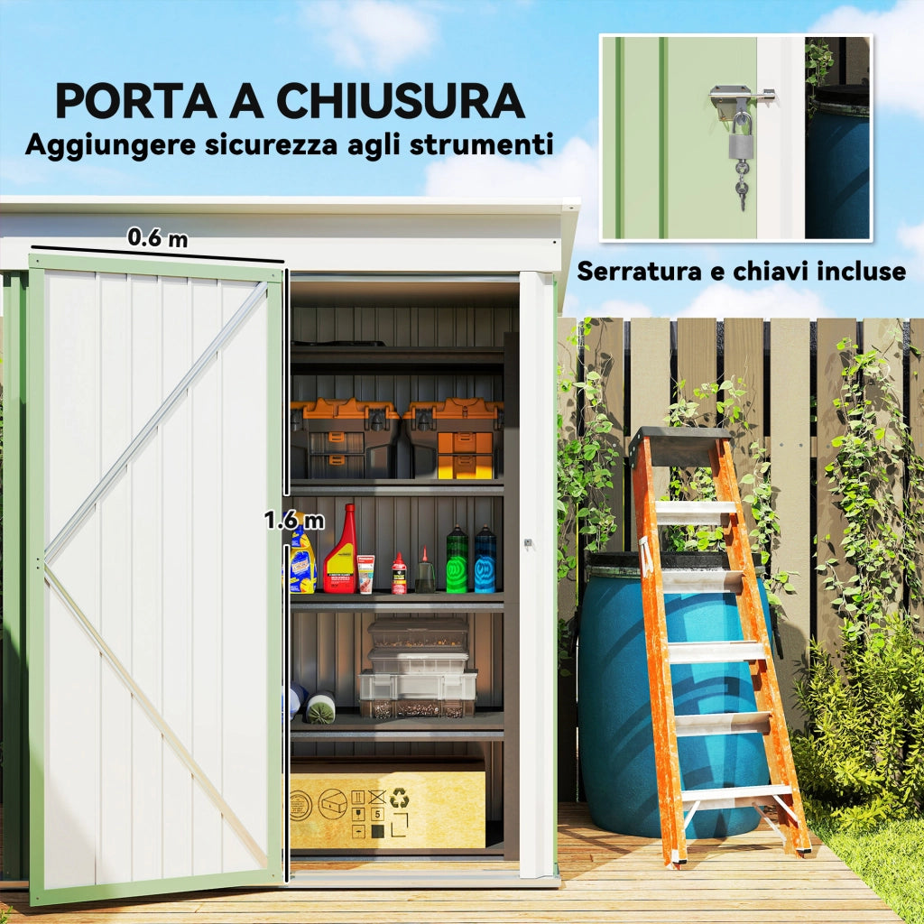 Casetta Attrezzi in Acciaio ¨C Zephmum ¨C Verde 161x95x163/181cm