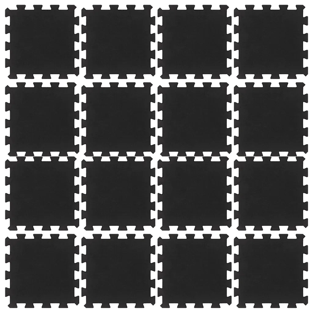 Piastrelle per Pavimenti in Gomma 16 pz Nere 16 mm 30x30 cm 155671