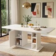 Tavolo da pranzo allungabile 140/180 x 80 cm con vano contenitore, bianco, MDF