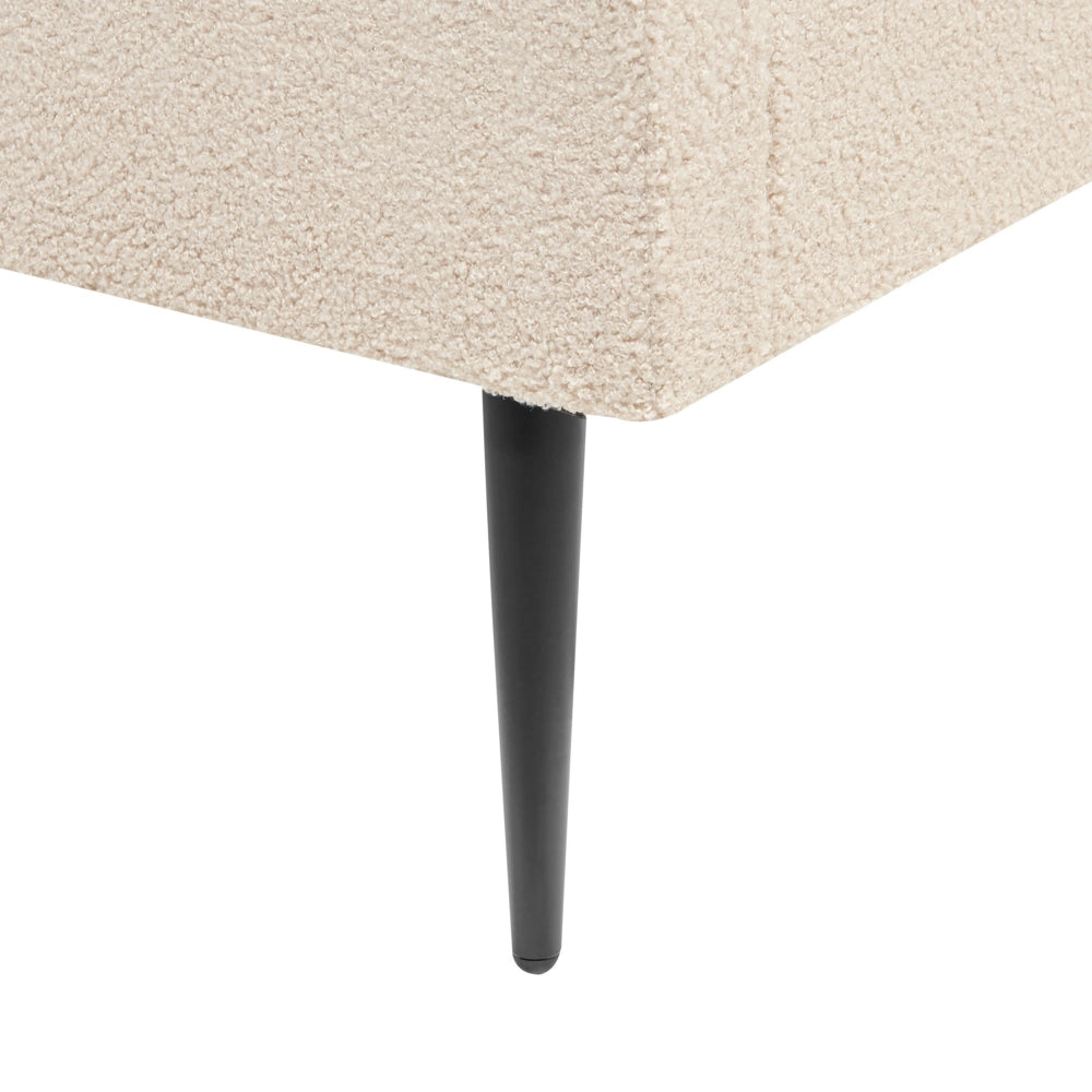 Letto beige bouclè tappezzeria doppia dimensione gambe dorate testiera con rete a doghe 180 x 200 cm design minimalista
