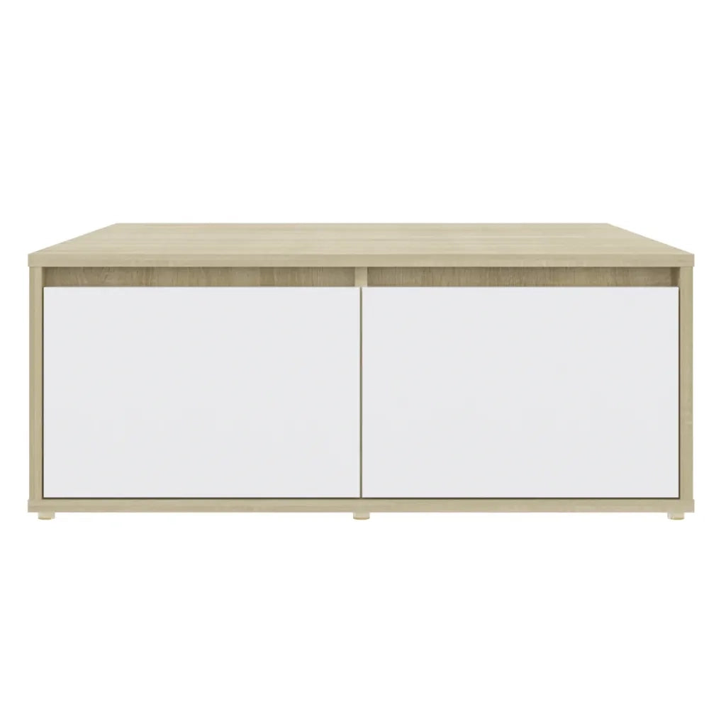 Tavolino da CaffÃ¨ Bianco e Rovere Sonoma 80x80x31 cm Truciolato cod mxl 7938
