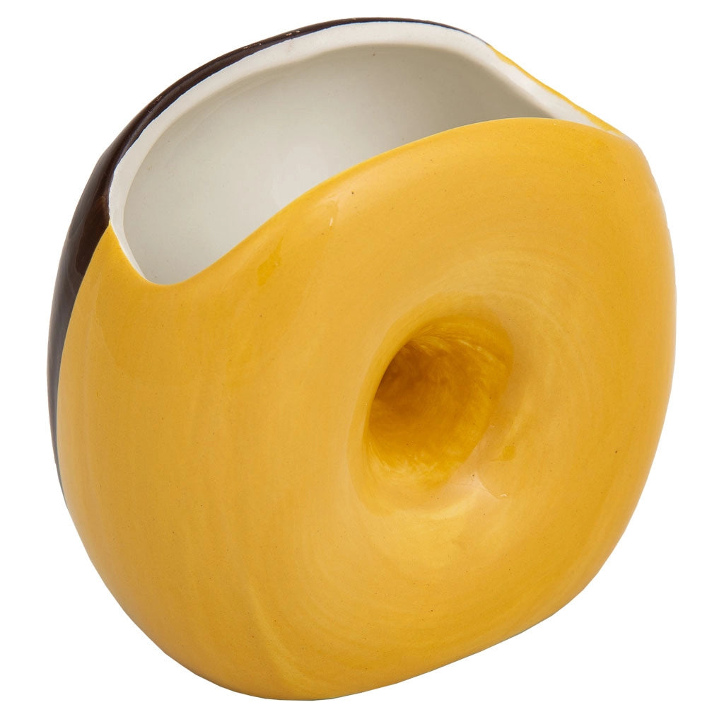 Portapenne a ciambella in ceramica marrone 11x6,5x11h