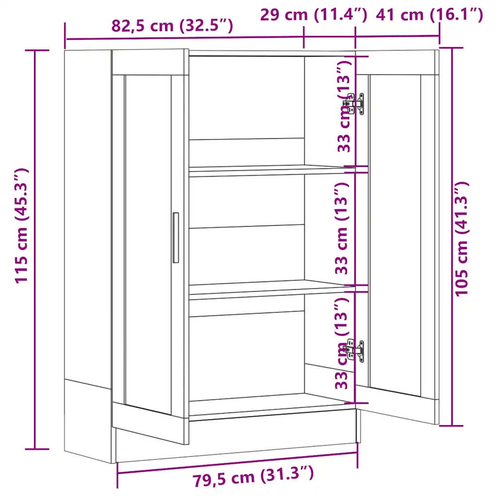 Mobile Vetrina Grigio Sonoma 82,5x30,5x115 cm Legno Multistrato CFW9293357