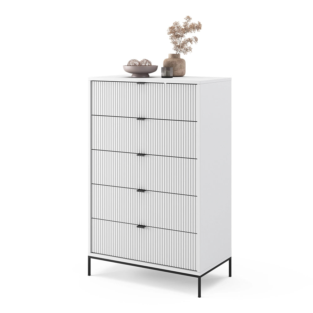 Vicco Cassettiera Bianco 42 x 120 cm con 5 cassetti