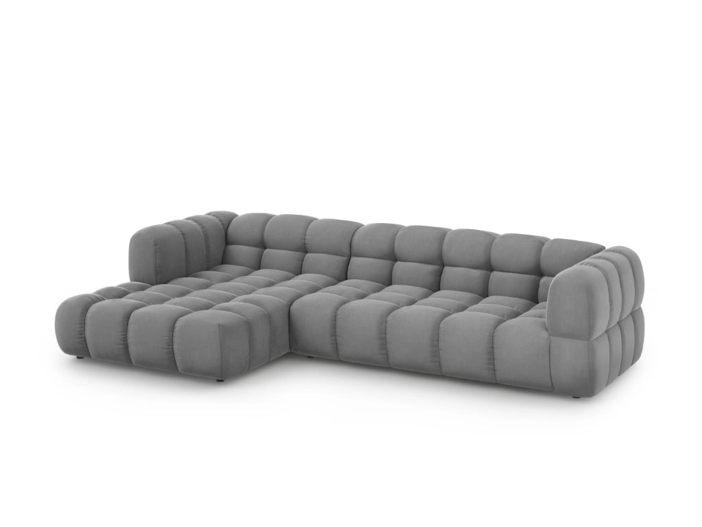 Cosmopolitan Design - Divano angolare modulare sinistro "Sky" 4 posti in velluto grigio chiaro 