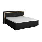 Letto adulto 180x200 collezione DOHA. Colori nero opaco e dorato.