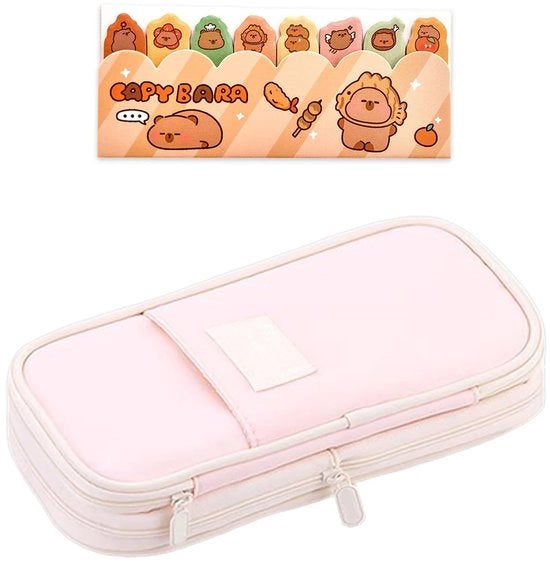 Scatole di scrittura telescopiche - Etui - Sticker index per disegno - Capibara - Multicolore - 1 Unita - Rosa