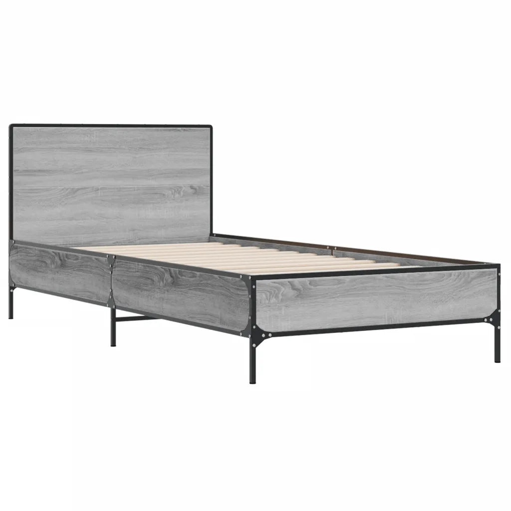 Giroletto-Struttura Letto Grigio Sonoma 75x190cm in Legno Multistrato e Metallo 730846