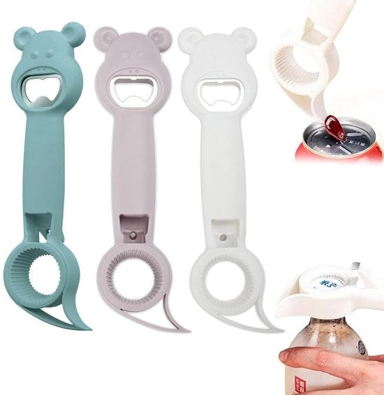 Apri-bottiglia 4-in-1 - Multifunzionale - Apri-bottiglie per birra - Apri-bottiglie per animali domestici - Ergonomico - Set a tre pezzi in PP e acciaio inossidabile - Apri-bottiglia - Modello 3 pezzi