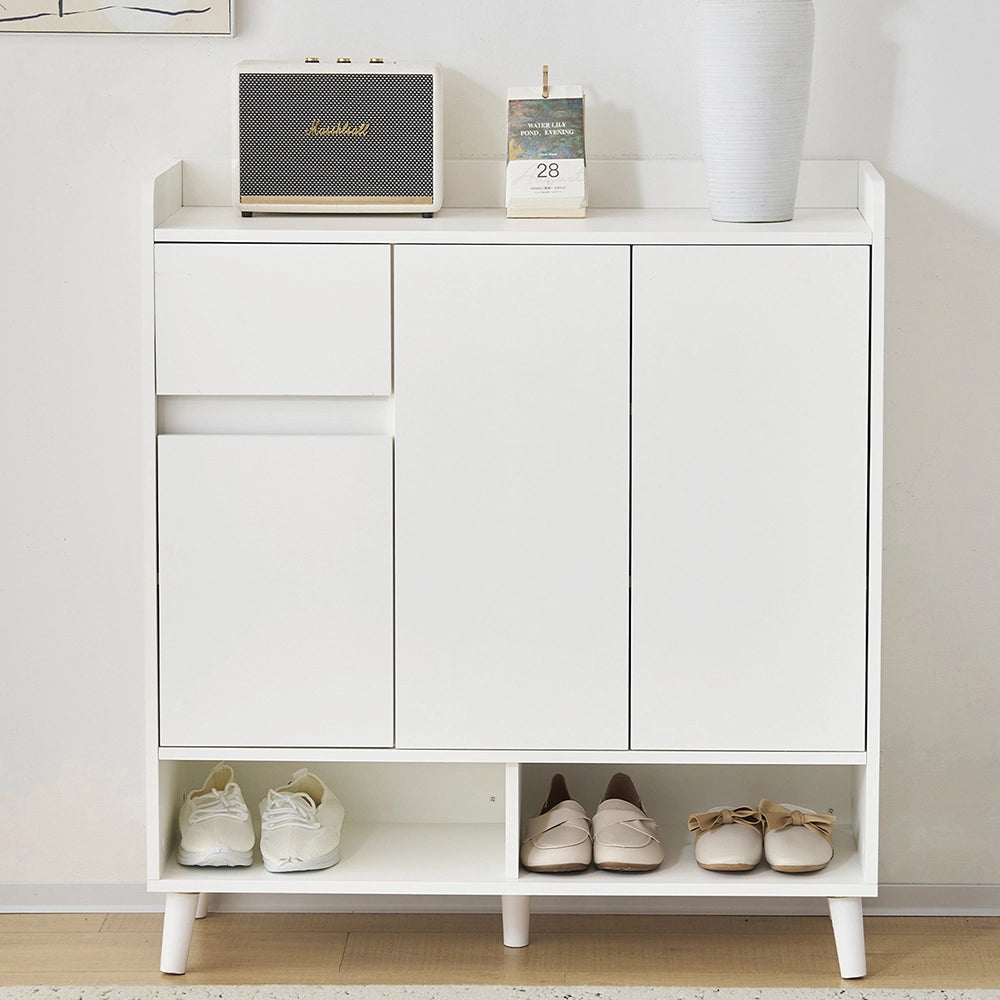 Comodino/Buffet con ripiani regolabili - Xylo - H99xL90xP35 cm - Rangement minimalista con piedi in legno massello