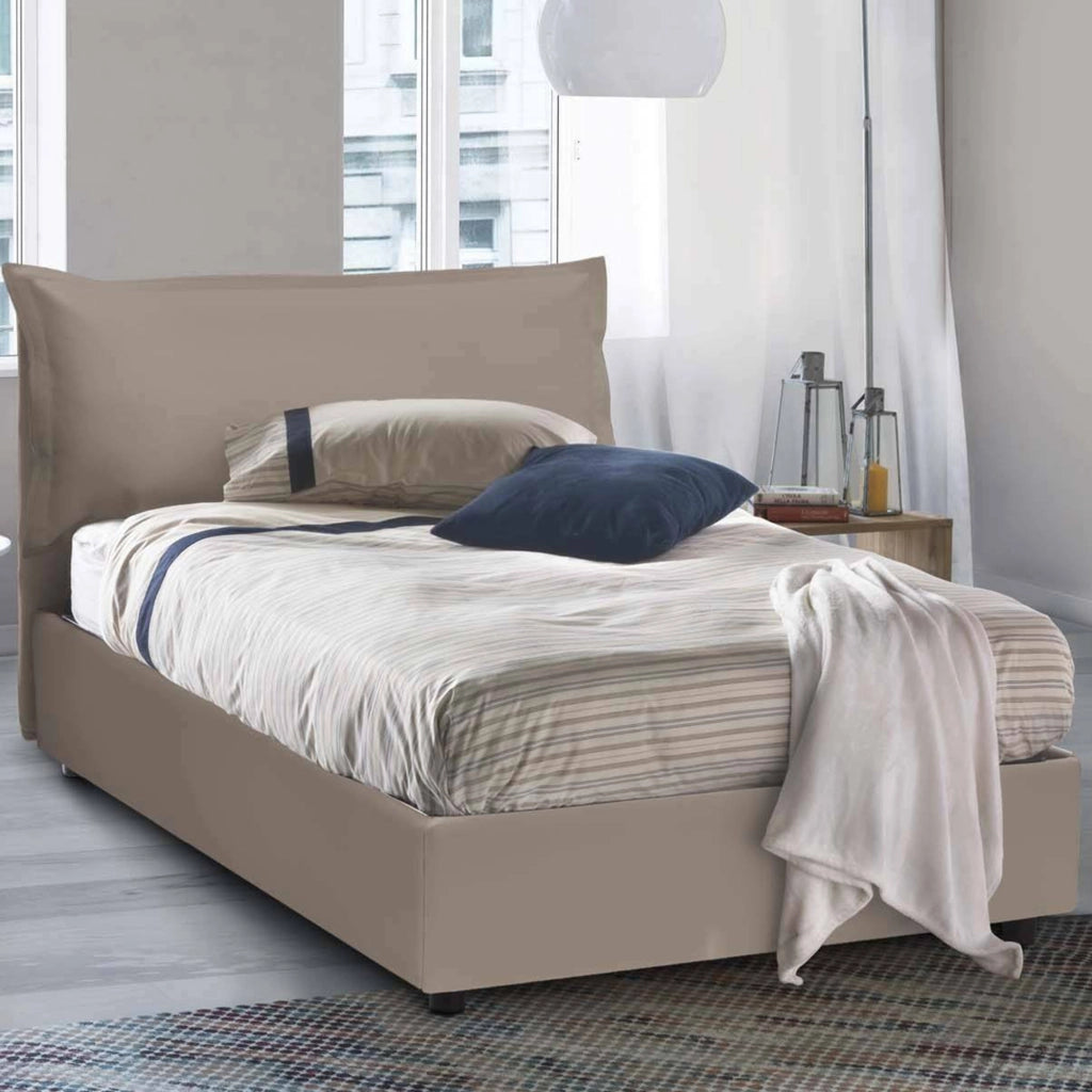 Aconito, Letto Piazza e Mezza Materasso Incluso Made in Italy, Grigio Tortora