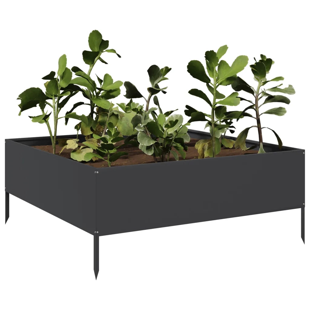 Fioriera Rialzata da Giardino Nera 100x100x25 cm in Acciaio 851031