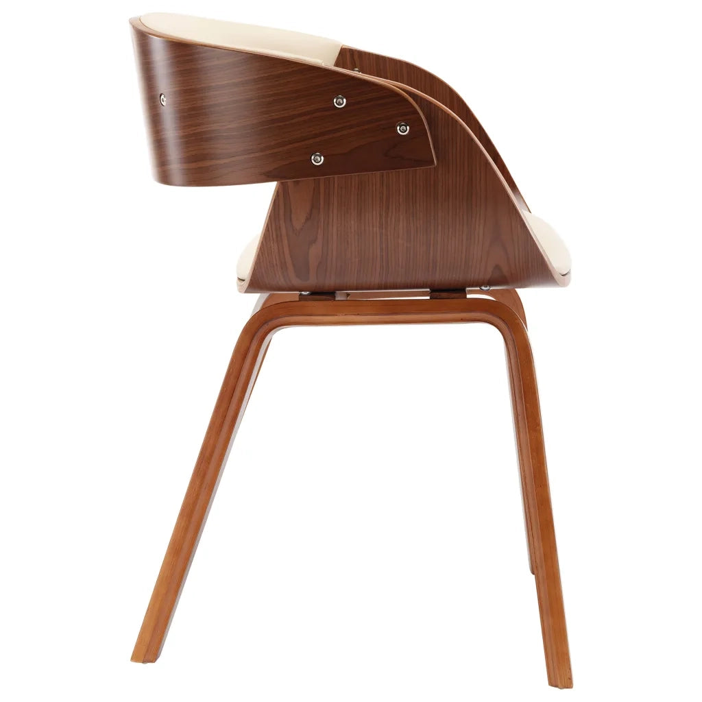 Sedie da Pranzo 4 pz in Legno Curvato e Similpelle Crema 278857