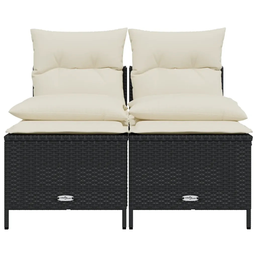 Set Divani da Giardino 4 pz | Set Salotto da Giardino con Cuscini Nero in Polyrattan