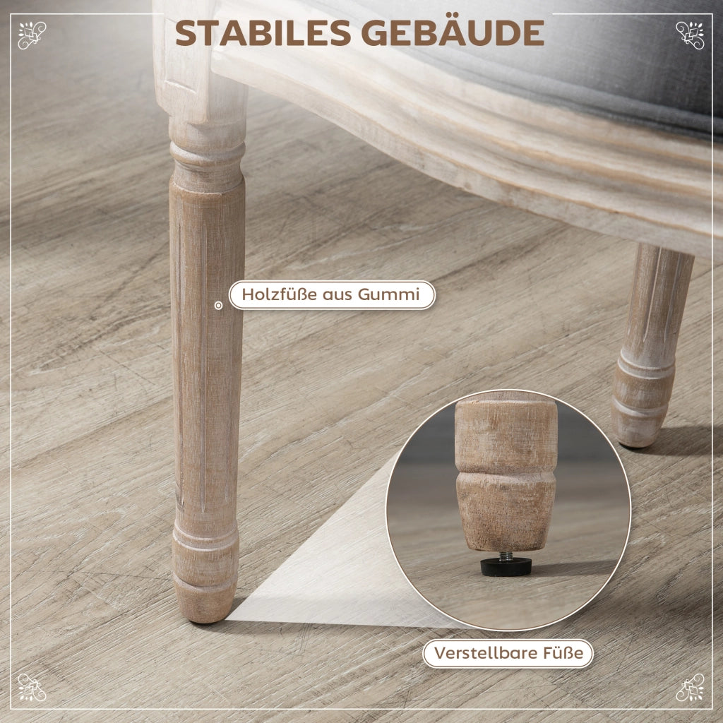 Sedie da pranzo ¨C Zephmum ¨C Set 2 pezzi, imbottite, velluto grigio, design retr¨°