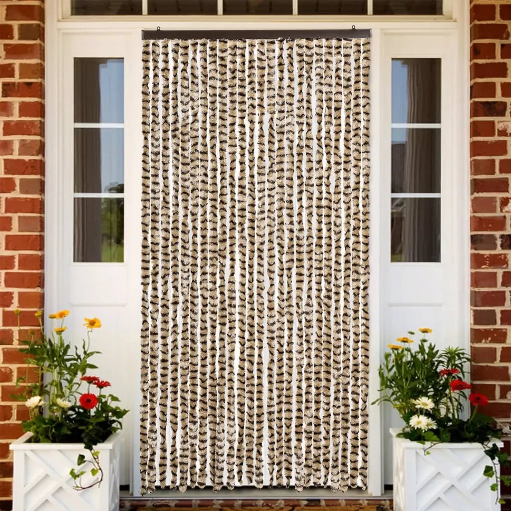 Tenda Antimosche Beige e Marrone 100x230 cm in Ciniglia CFW7364011