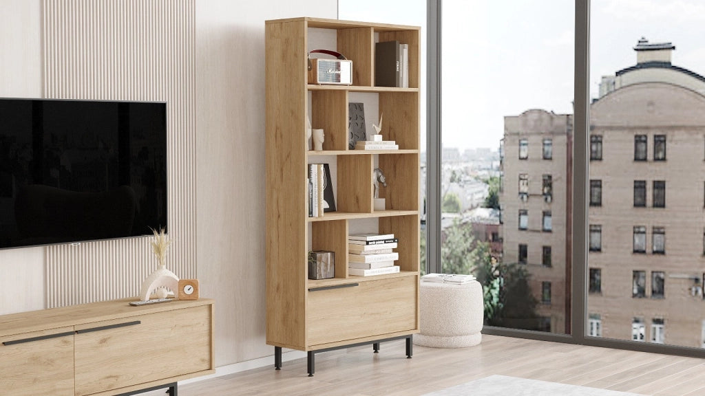 Libreria in legno "Calvin" 83,9 x 29,5 x 175,6 cm - Noce