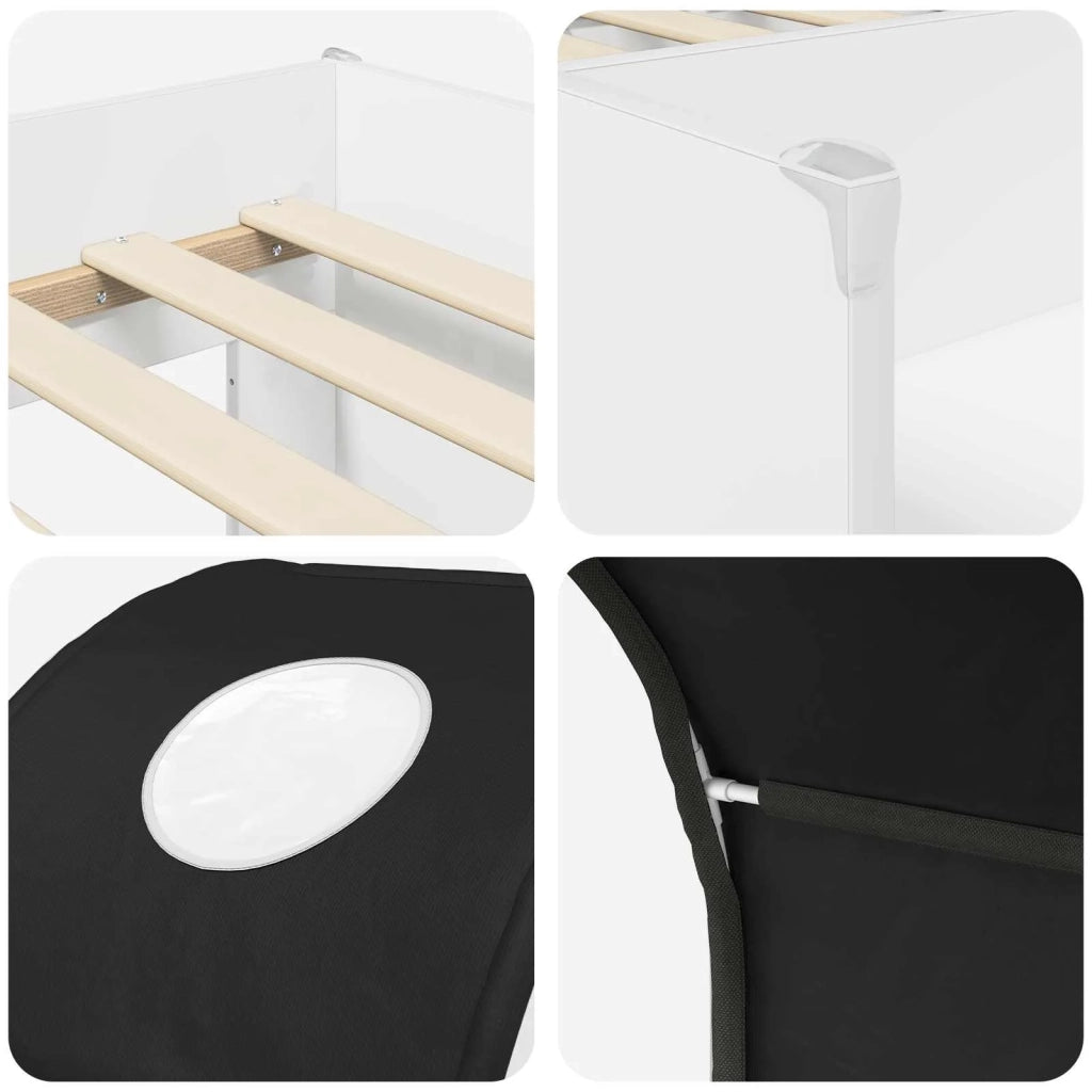 Letto singolo | Letto per adulti | Letto con Tunnel 4 pcs Bianco e Nero Legno ingegnerizzato