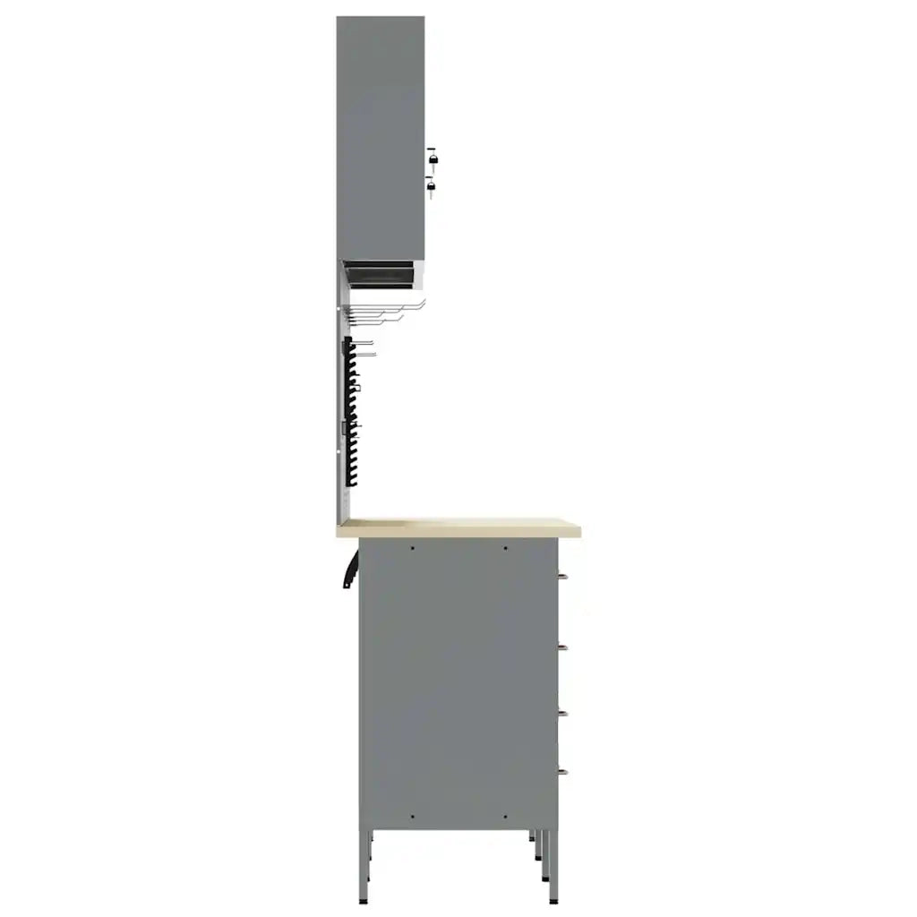 Mobile da lavoro 7 pcs Rosso Legno ingegnerizzato e acciaio 3321443