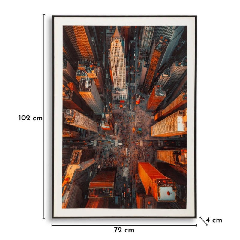 Stampa Su Tela Laccata New York Con Cornice -b- cm 72x4x102