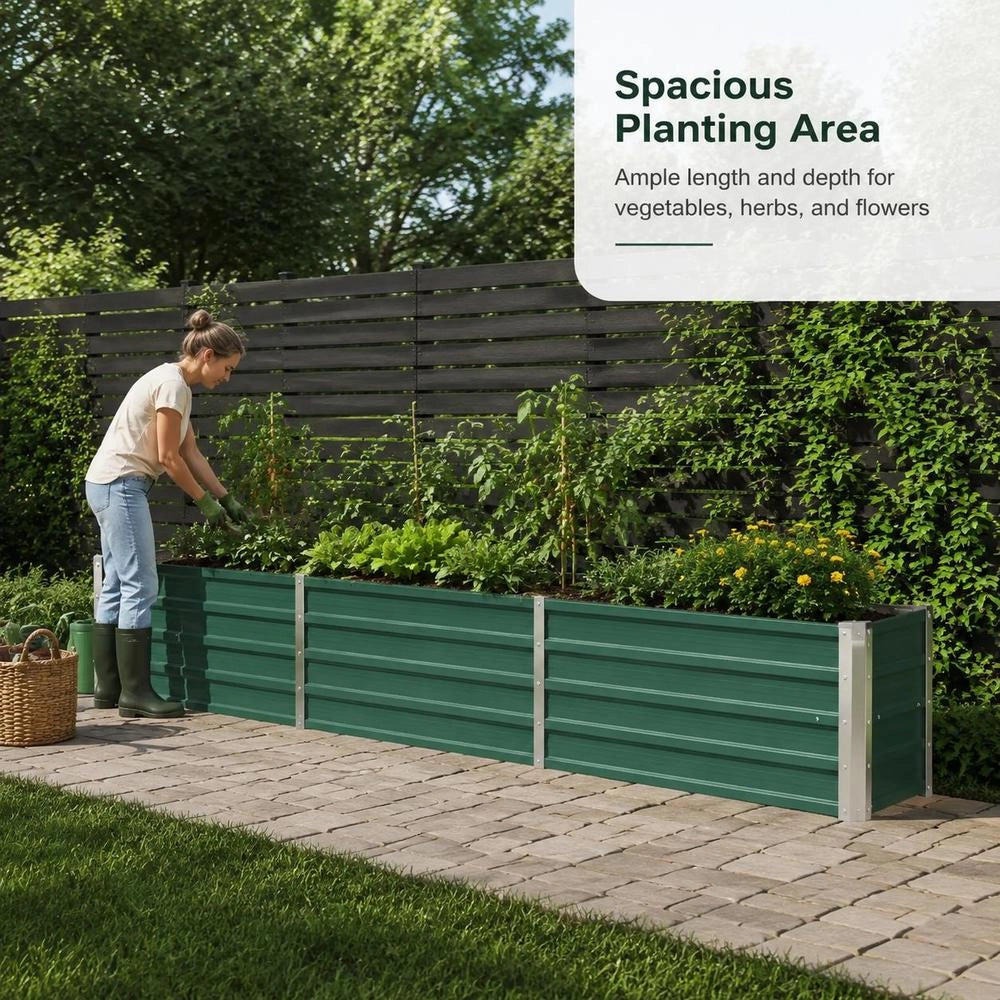 Garden Raised Bed Galvanized Steel 240x40x45 Cm Green