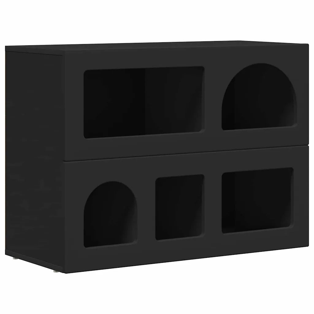 Credenza-Buffet-Armadio da cucina Nero 80.5 x 35 x 59 cm Legno multistrato