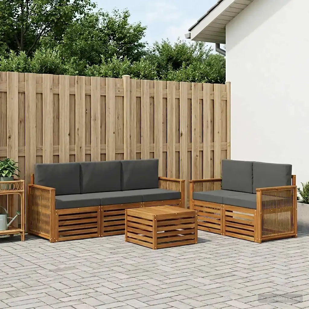 Set divani con cuscino 6 pcs Legno di Acacia Massello 3384028
