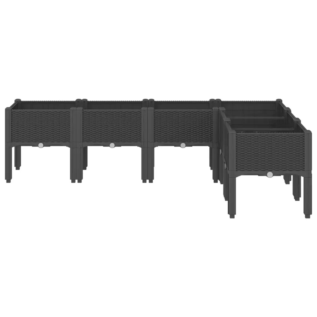 Fioriera da Giardino con Gambe Nera 160x120x42 cm in PP 367908