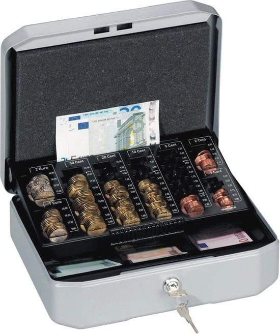 Cassa di sicurezza Euroboxx S - Cassa metallica robusta con 2 chiavi e piatto di contabilità