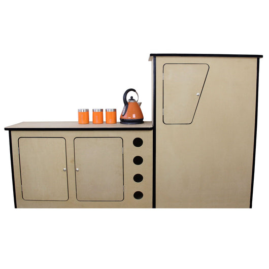 Cucina da Camper in Legno MDF Spessore 18mm con 3 Armadietti e Spazi Portavino
