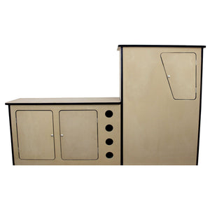 Cucina da Camper in Legno MDF Spessore 18mm con 3 Armadietti e Spazi Portavino