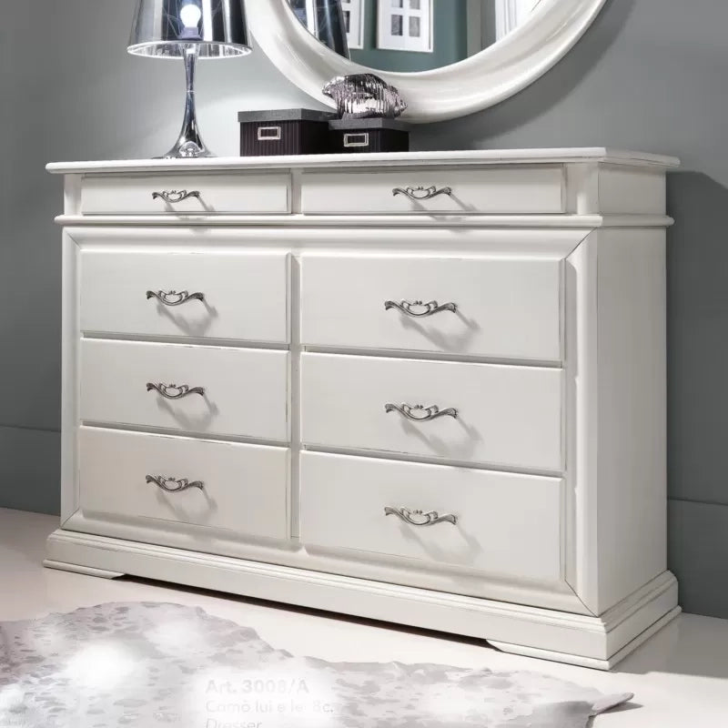 ComÒ  8 cassetti in legno laccato bianco l.150 p.53 h.102 (3008) - Mobili 2G
