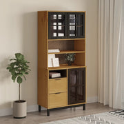 Credenza con Anta in Vetro FLAM 80x40x180 cm in Legno di Pinocod mxl 77890
