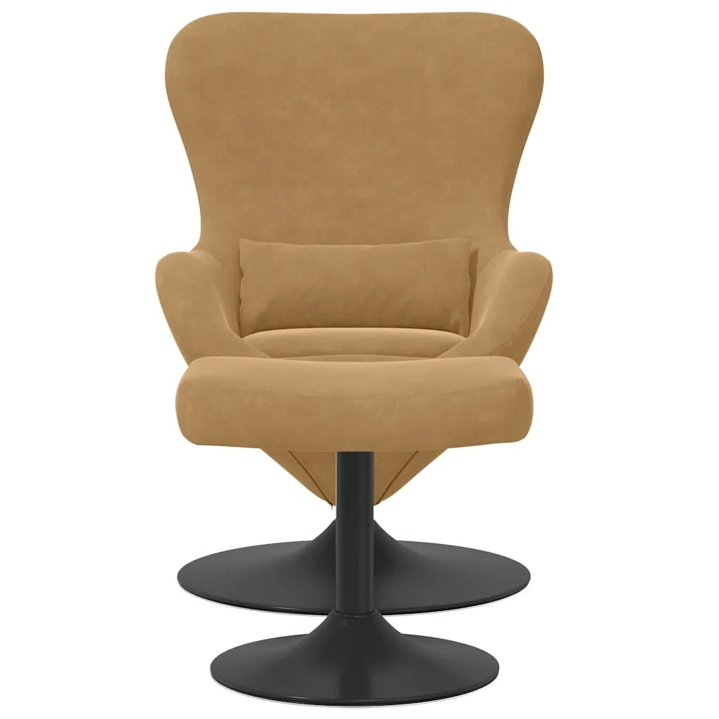 Poltrona | Sedia Egg con Pouf Marrone Velluto
