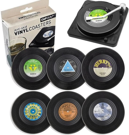 Set di 6 supporti per dischi in vinile retro, supporti in gomma antiscivolo, supporti per tazza e caffè isolati e rotondi, protezione per tavolo, prevene il ribaltamento del contenitore