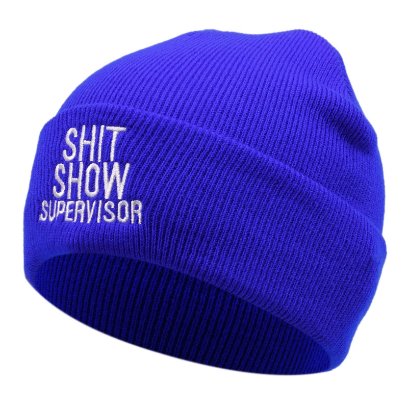 SUPERVISORE DELLO SPETTACOLO DI MERDA Cappelli ricamati invernali caldi blu