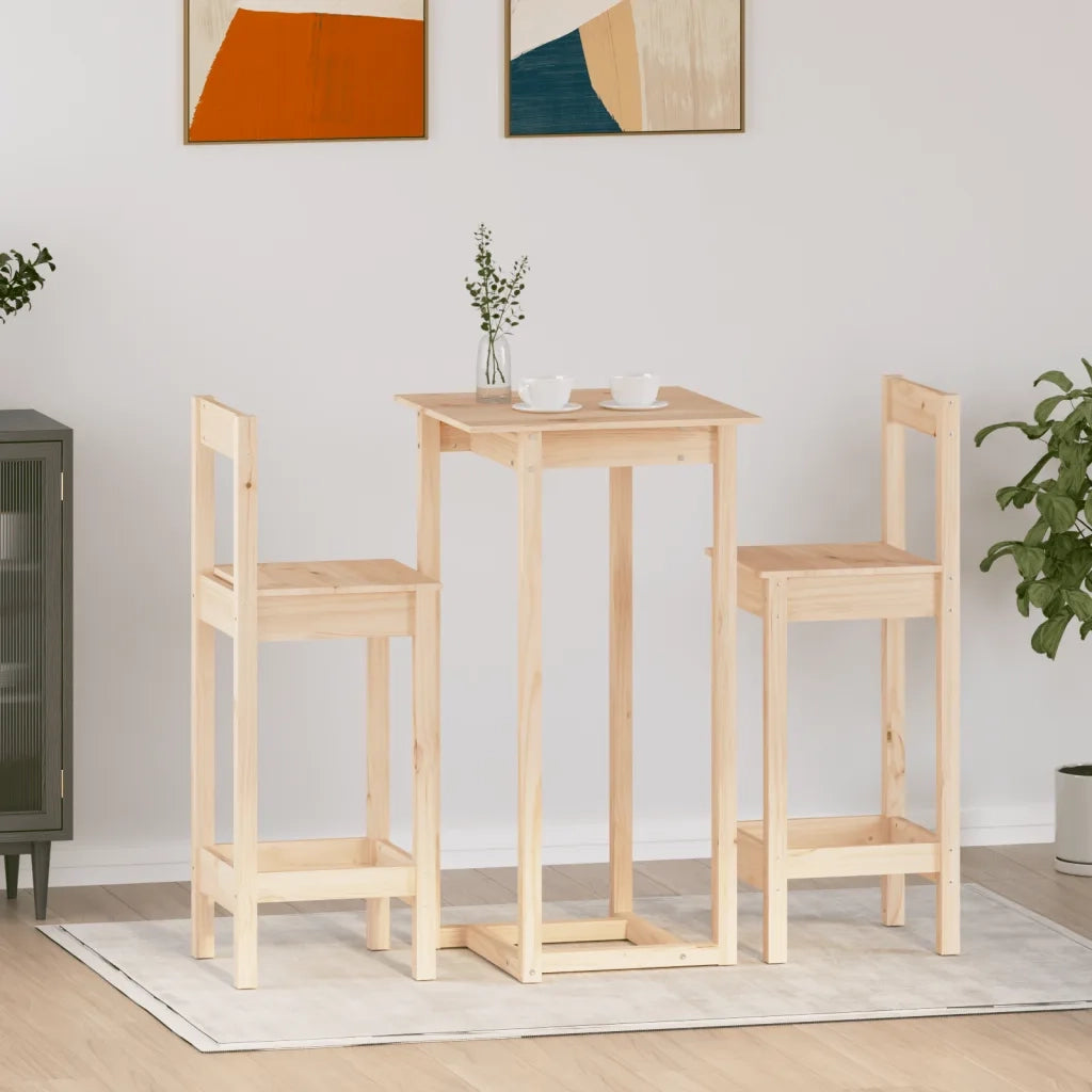 Set da Bar 3 pz in Legno Massello di Pino 3124732