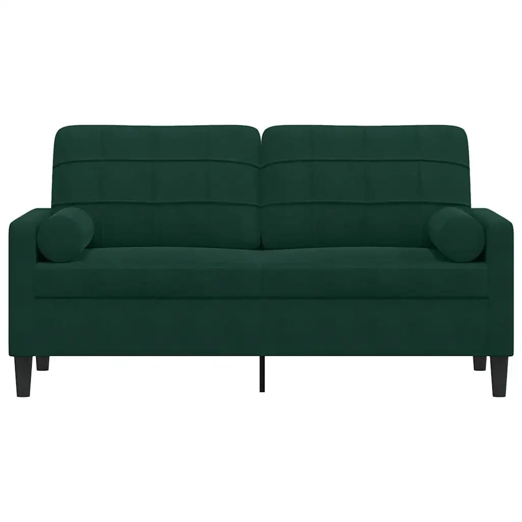 Divano a 2 Posti con Cuscini-Sofa 2 Posti con Cuscini Verde Scuro 140 cm in Velluto 390589